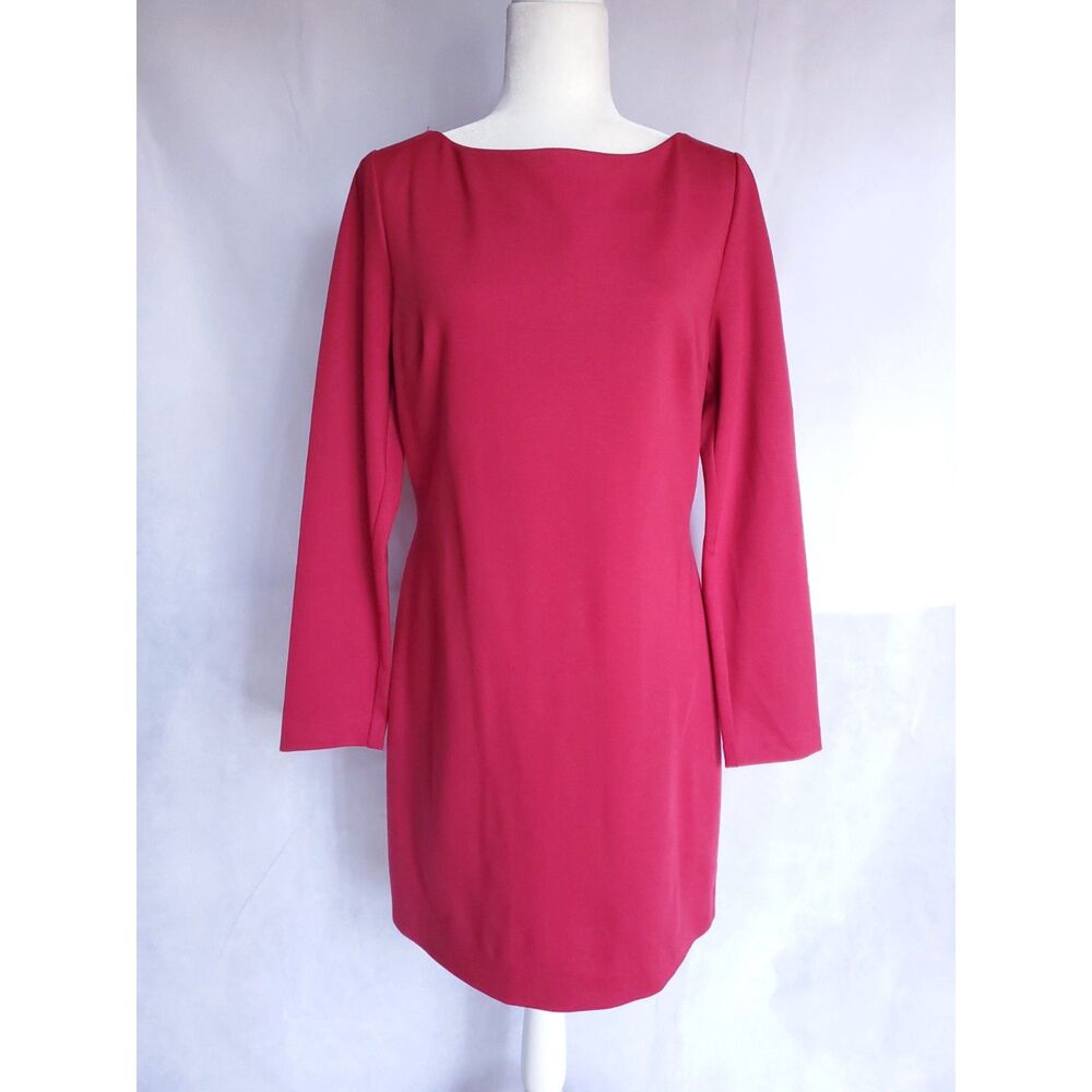Trina Turk Long Sleeve Exposed Back Zipper Sheath Dress‎ Brand New Size 8 Red